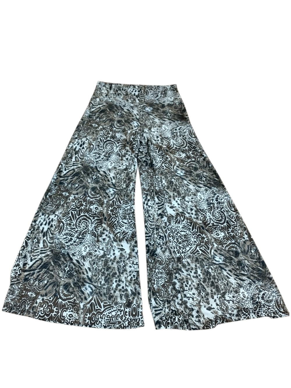 Brown & White Animal Print Wide-Leg Pants